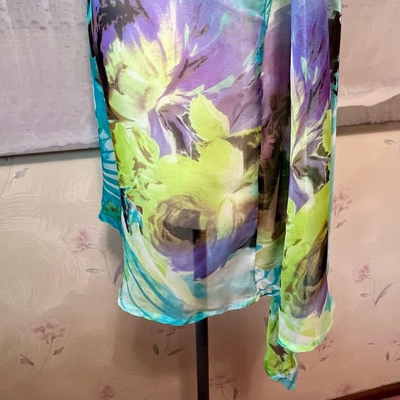 Decorated Originals Open Front Beach Cover-Up XL to 3XL Watercolor Floral Pastel - Picture 9 of 15